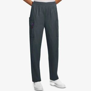 Cherokee Workwear Women's 4-Pocket Elastic Waist Utility Scrub Pants Pewter 4200